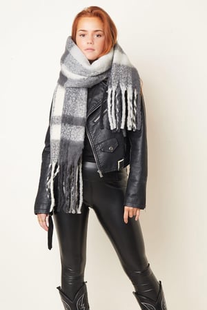 Geruite sjaal franje Groen Polyester h5 Afbeelding4